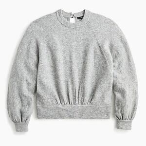 J.Crew Women’s Sweater Crewneck Gathered Gray Supersoft Yarn Pullover in Size S